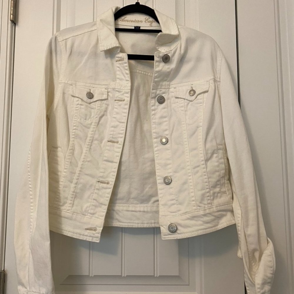 American Eagle White Jean Jacket